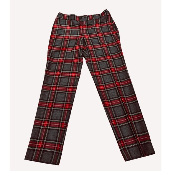 Talbots Tartan Plaid Pants Wool Blend Slim Fit Ankle 4 Gray Red Black - Picture 1 of 7